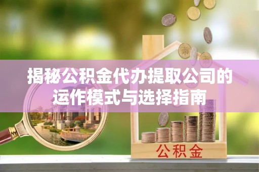 润州揭秘公积金代办提取公司的运作模式与选择指南